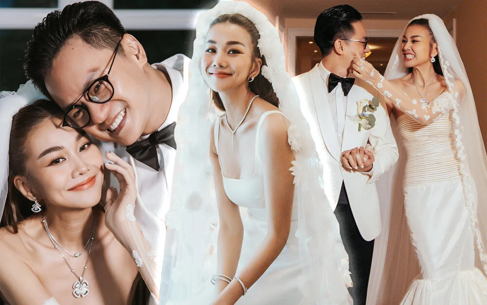 Khoảnh khắc ngọt ngào của siêu mẫu Thanh Hằng và chồng nhạc trưởng trong ngày cưới