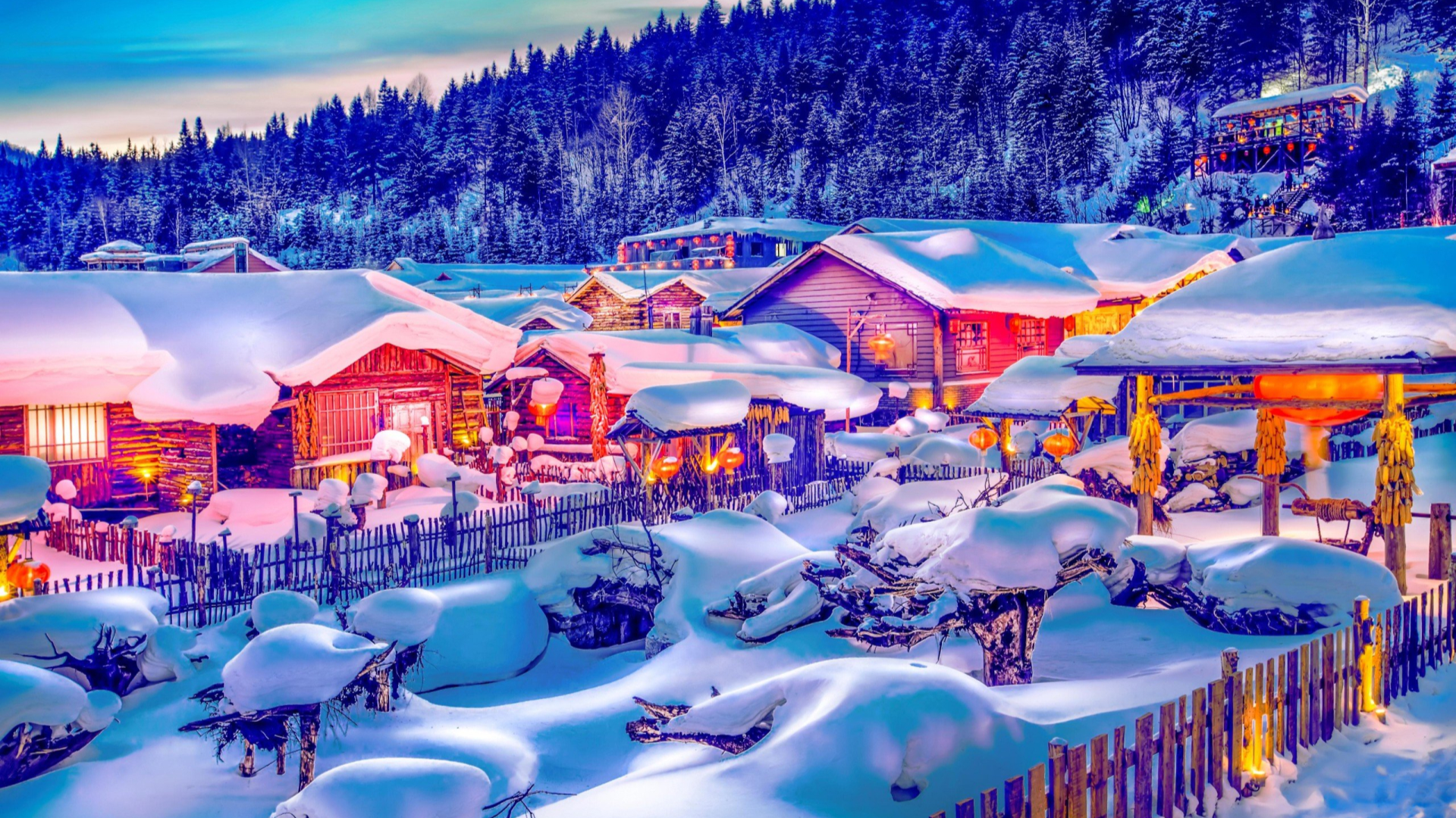 Ngôi làng chìm trong tuyết trắng đẹp như mơ ở Trung Quốc