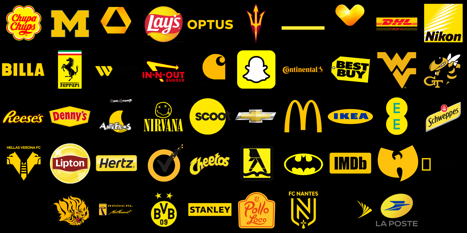 Top 12 logo thương hiệu màu vàng bùng nổ nhất thế giới