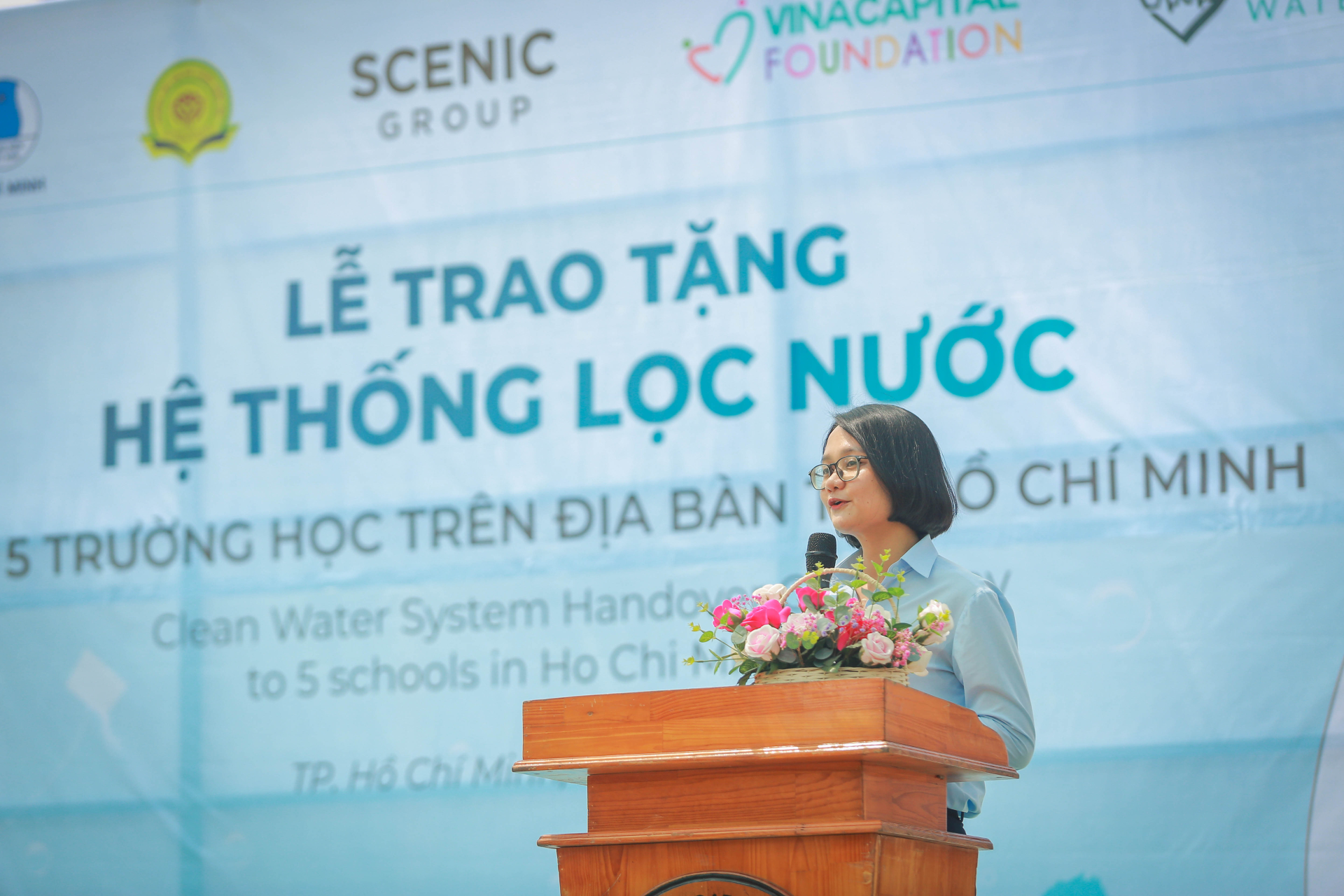 Bà Trần Thu Hà – Phó Bí thư Thành Đoàn TP.HCM, Chủ tịch Hội Sinh viên TP.HCM phát biểu tại sự kiện 