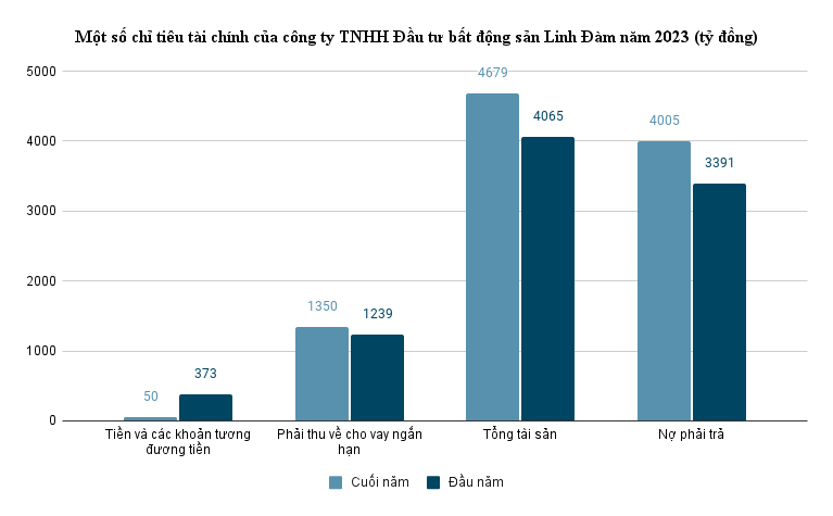 Một số chỉ tiêu tài chính của công ty TNHH Đầu tư bất động sản Linh Đàm năm 2023 (tỷ đồng) (1)